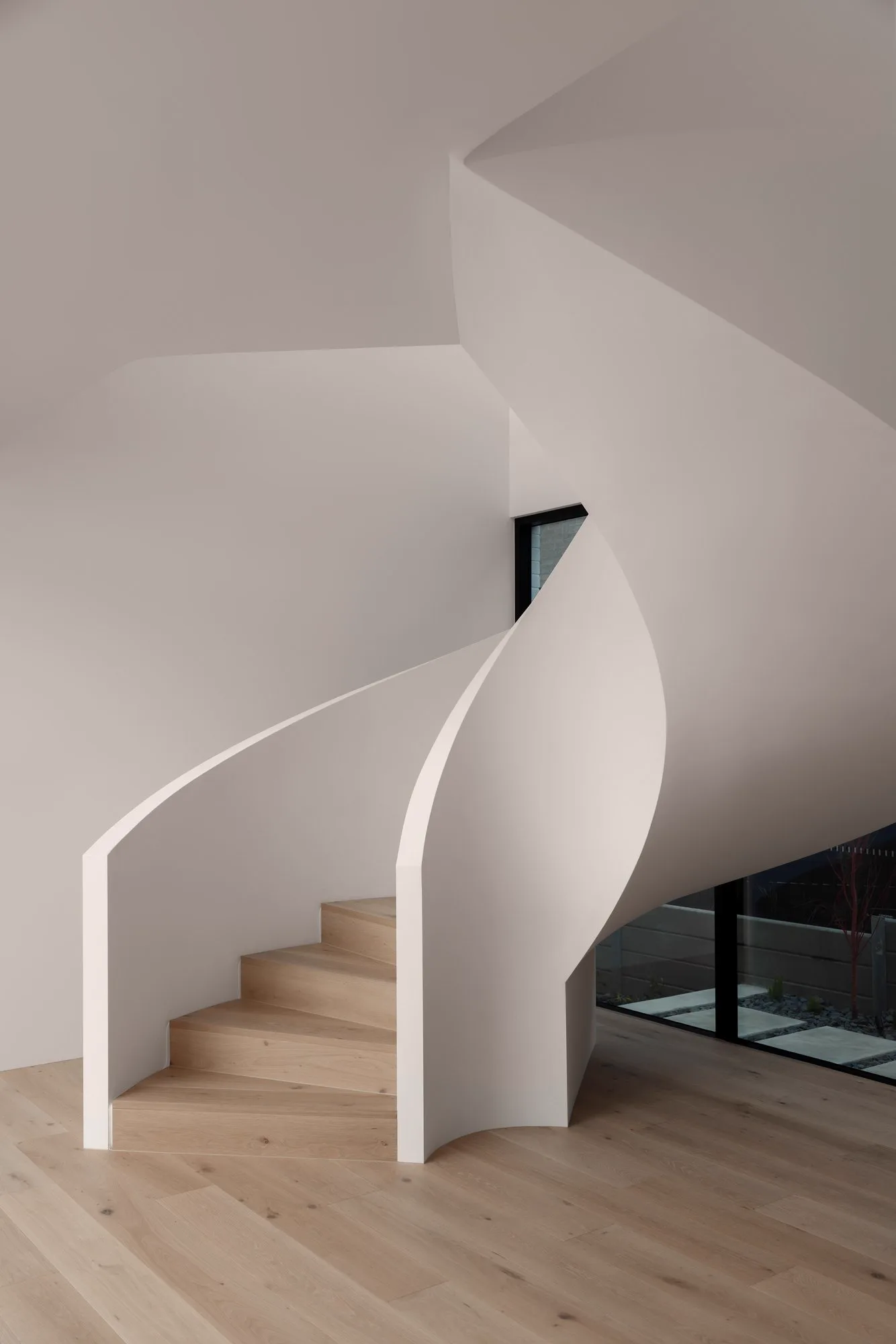 Sculptural stair demonstrating detailed construction at Clancys House